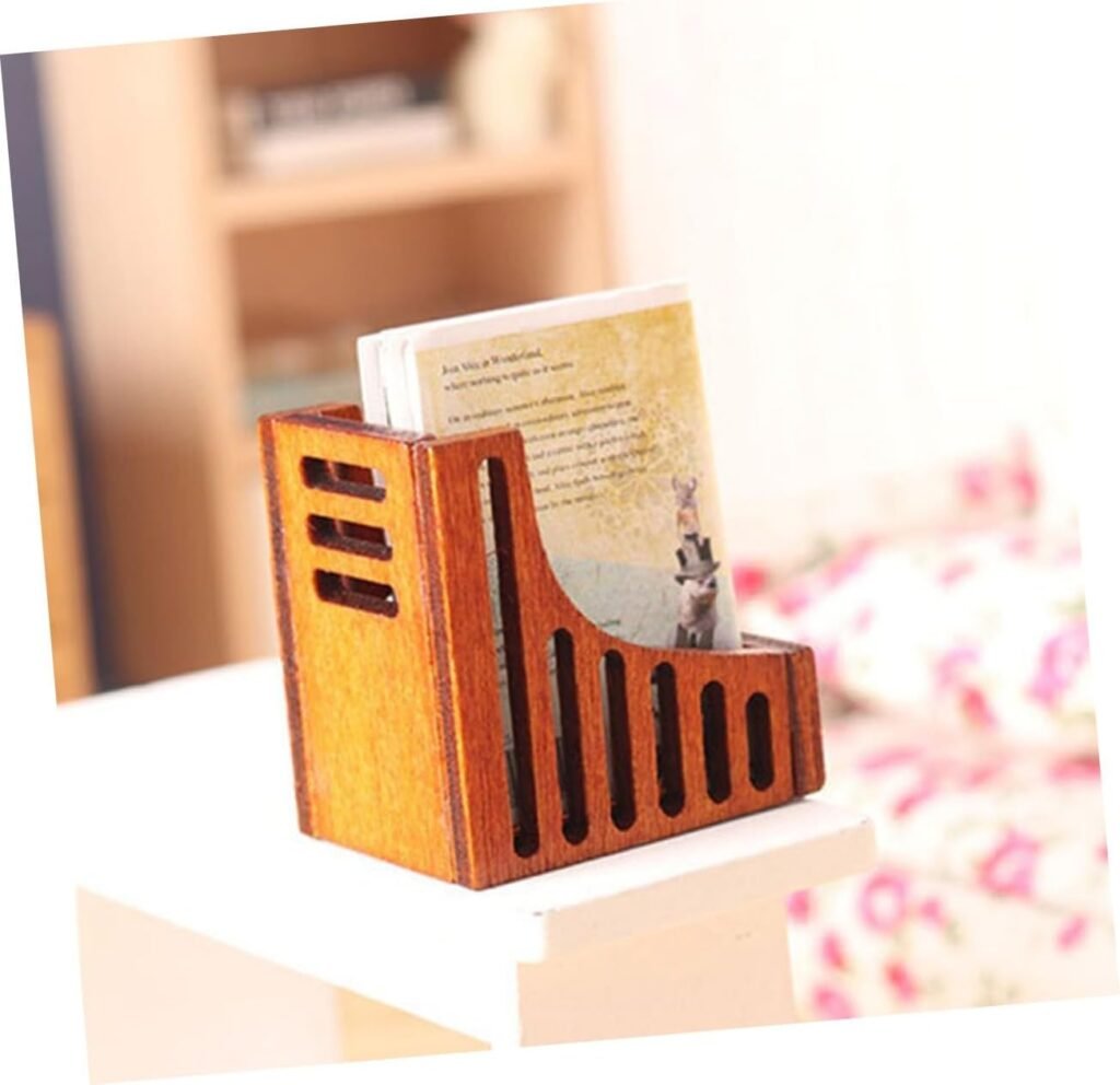 Totority 1 Set Desktop Decor Home Furniture Wooden Bookcase Tiny House Furniture Miniature Ob11 Trinkets