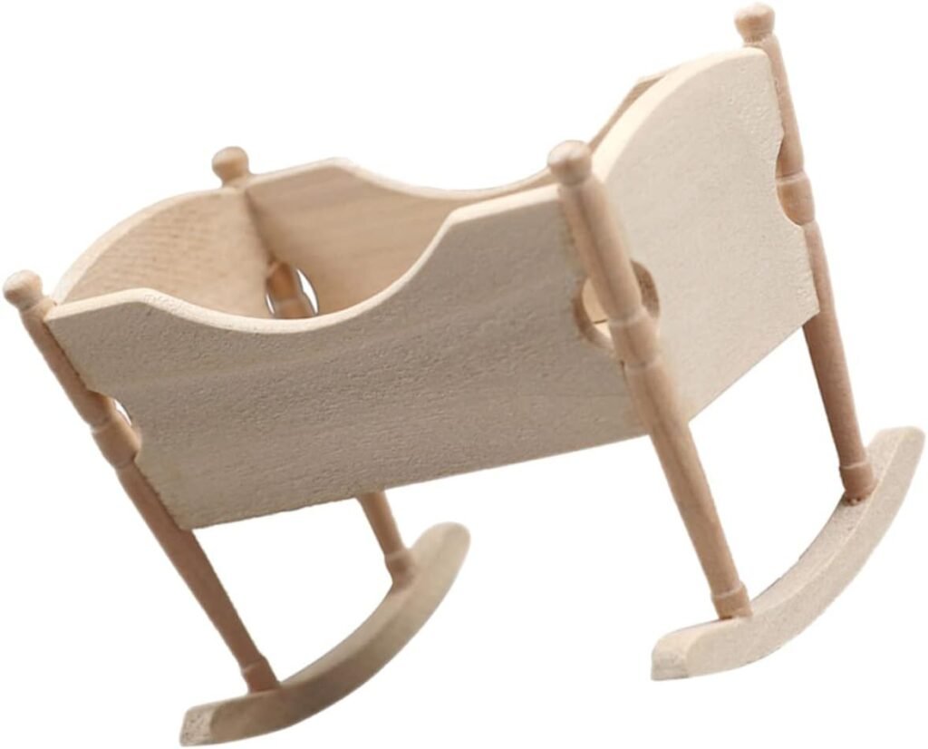 Totority Small Cradle Wood Furniture Doll Furniture Mini Decor Mini House Accessory The Bed Childrens Room